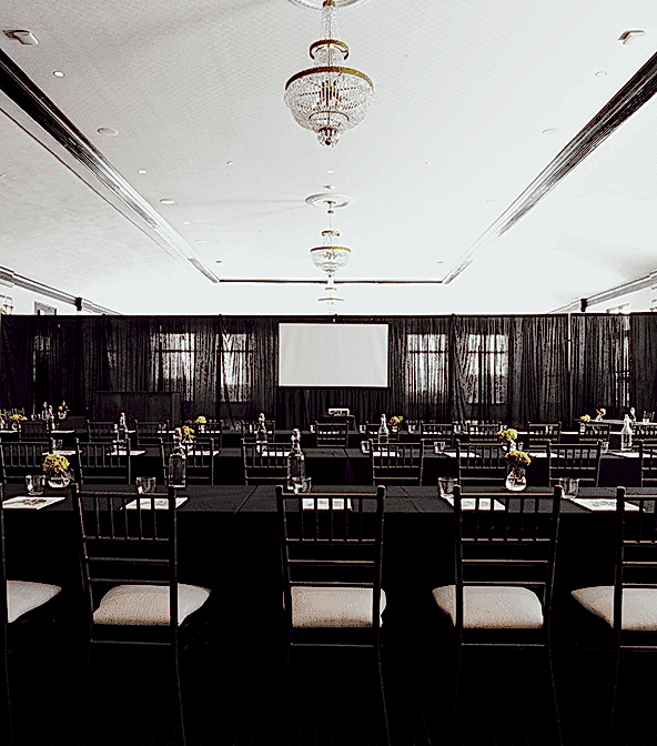 ballroom set for conference