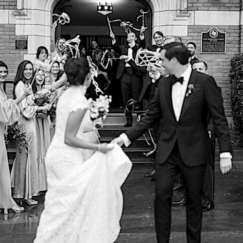 bride and groom leaving church