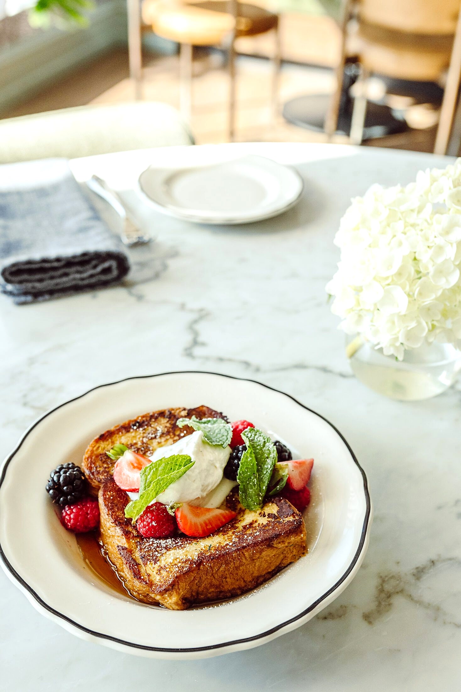 French toast with fruit on a table